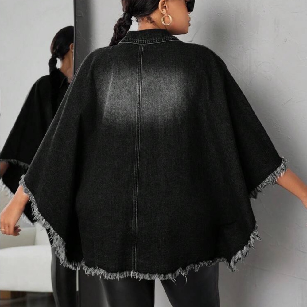 Plus Western frayed hem zip up Loose Fit Jacket - Picture 8 of 8